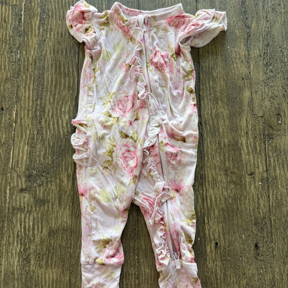 Floral Bums & Roses Ruffled Baby Onesie